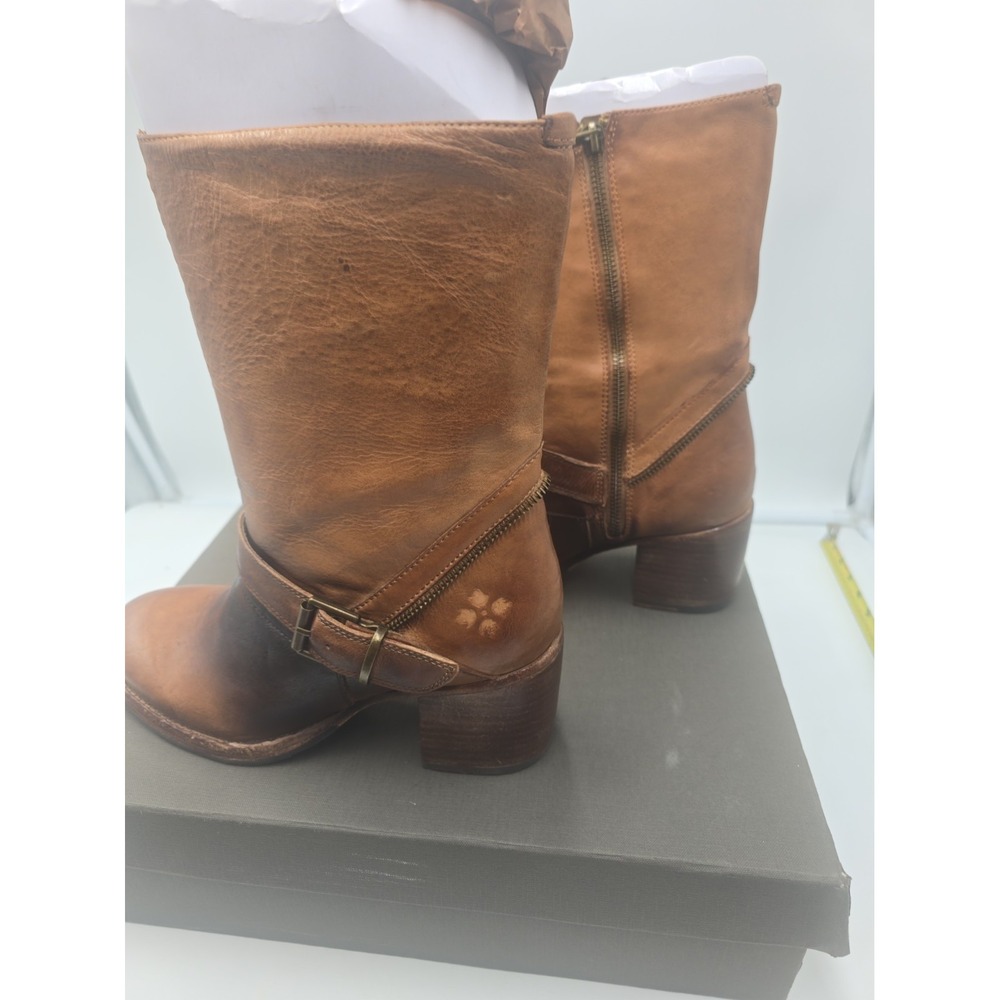 Patricia Nash Lombardy Women's Boots 8.5 Tan Leather Western Harness Moto Boho - Picture 13 of 16